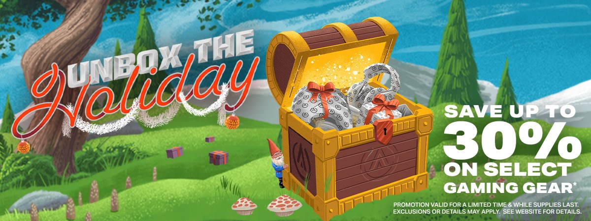 A treasure chest being beamed down by a flying saucer - announcing Black Friday Deals up to 50% off