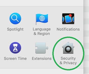 Image showing the security and privacy icon on Mac