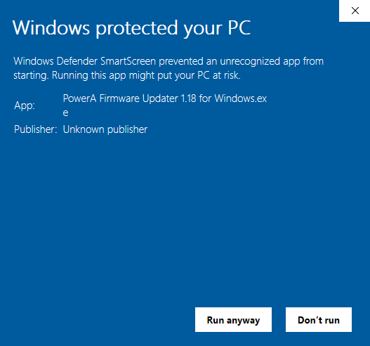 Windows error message after clicking More info