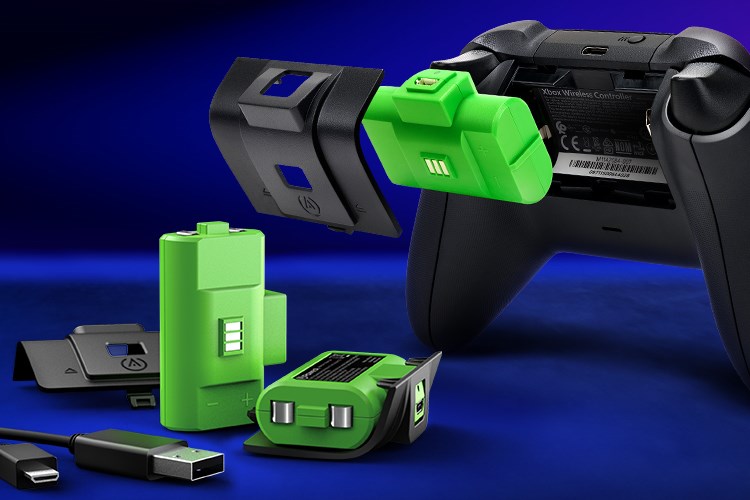 Rechargeable Battery Pack for Xbox Series X|S - green battery pack on a navy background