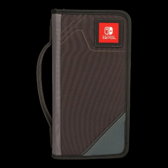 Rich brown zippered case with red Nintendo logo in the corner