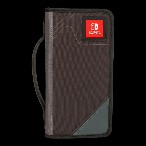 Rich brown zippered case with red Nintendo logo in the corner