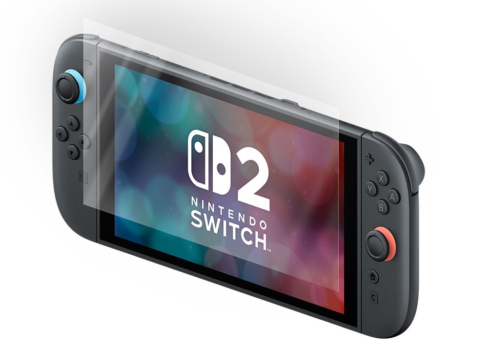 Screen Protector hovering magically over a Nintendo Switch 2 screen
