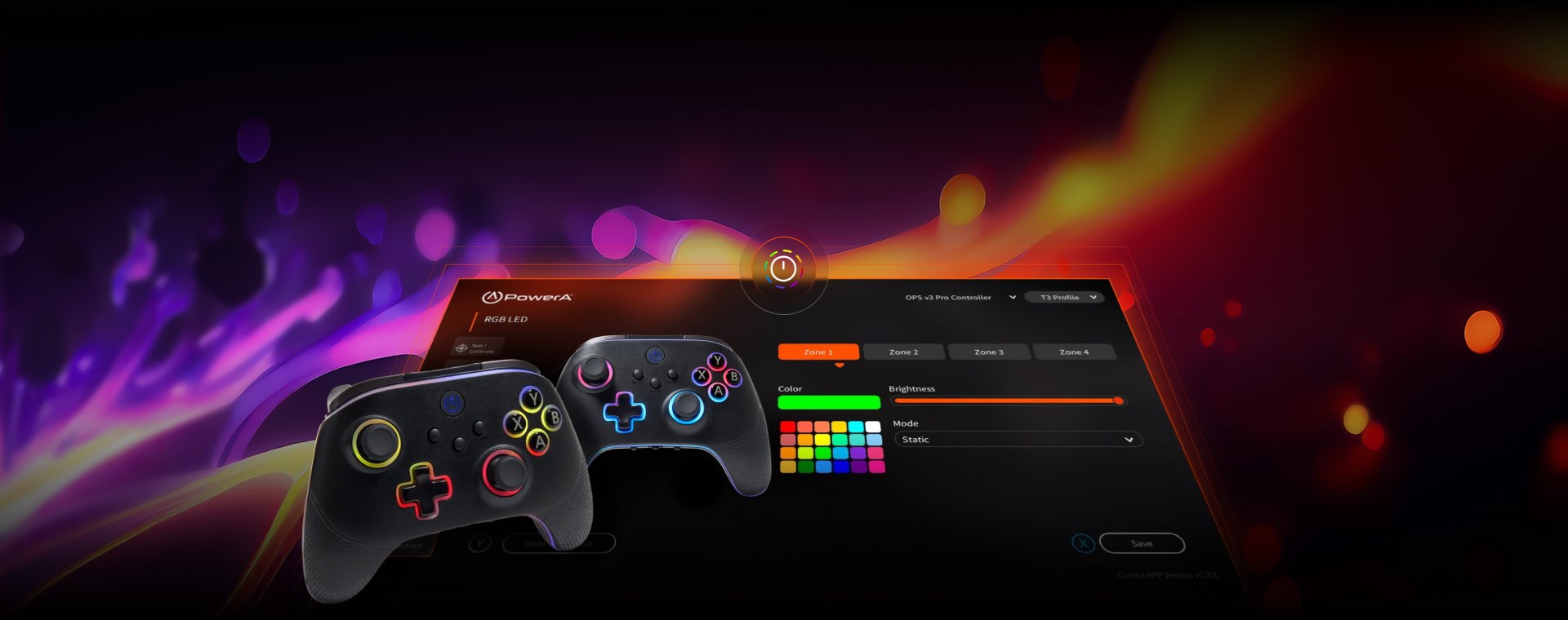 Guy plays a pc game with a glowing PowerA OPS controller