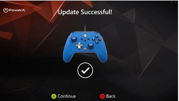 Gamer HQ App screen showing a checkmark and - Update Successful