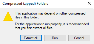 PC Extract compressed file dialog box